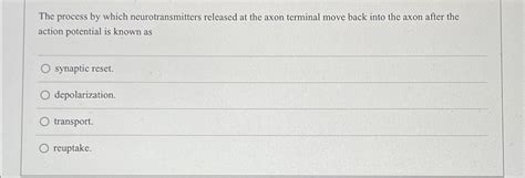 Solved The process by which neurotransmitters released at | Chegg.com