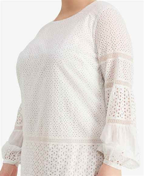 Lauren Ralph Lauren Plus Size Eyelet Lace Cotton Dress Macys