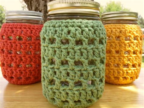 Crochet Mason Jar Cozy Pint Sized Jar Cover Bottle Cozy Etsy