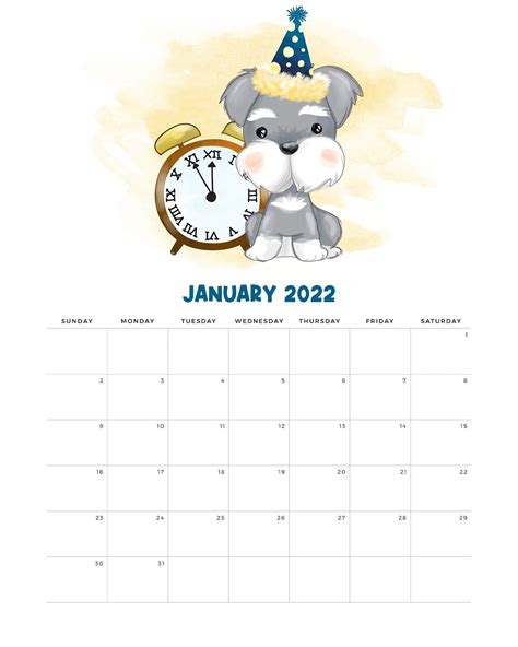 Cute Printable Calendar 2022