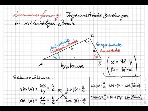 Trigonometrische Beziehungen Zusammenfassung YouTube