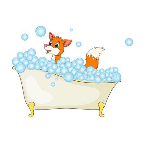 Cartoon Bathtub With Foam And Bubble Isolated On White Background Stock