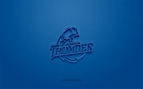 Download wallpapers Wichita Thunder, creative 3D logo, blue background ...