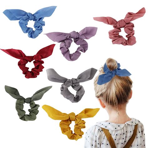 Bow Scrunchies Big Hair Ties - 8 Pcs Silk Spiral Elastics for Blonde ...