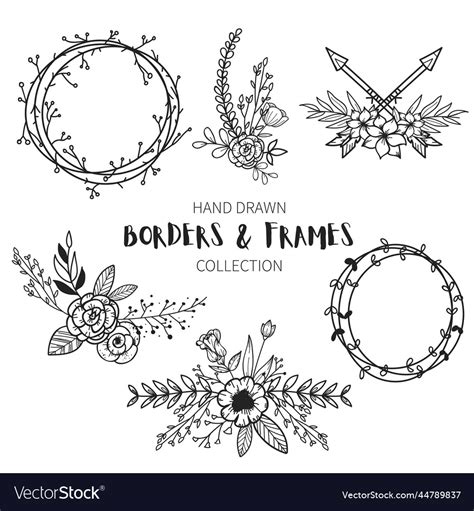 Hand drawn border frame collection Royalty Free Vector Image