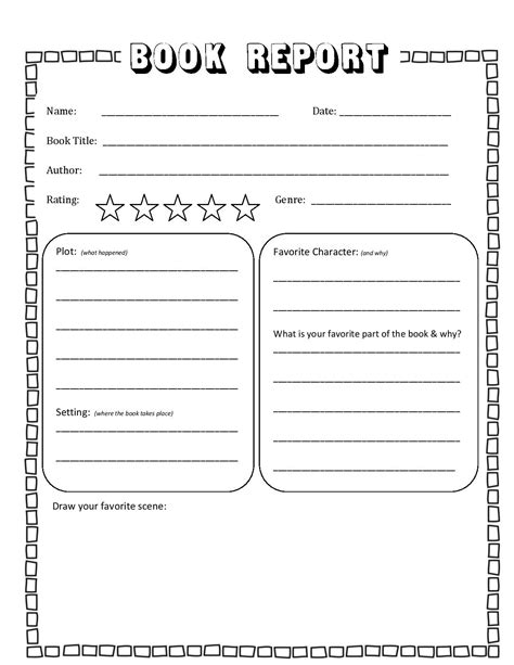 Kindergarten Book Review Worksheet