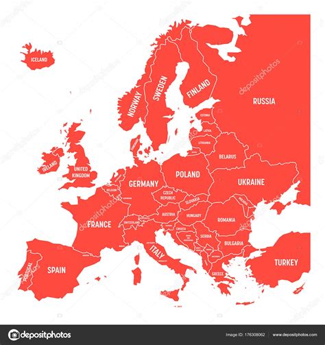 Mapa Del Vector Europa Con Los Paises Los Nombres Sus Vector De Stock