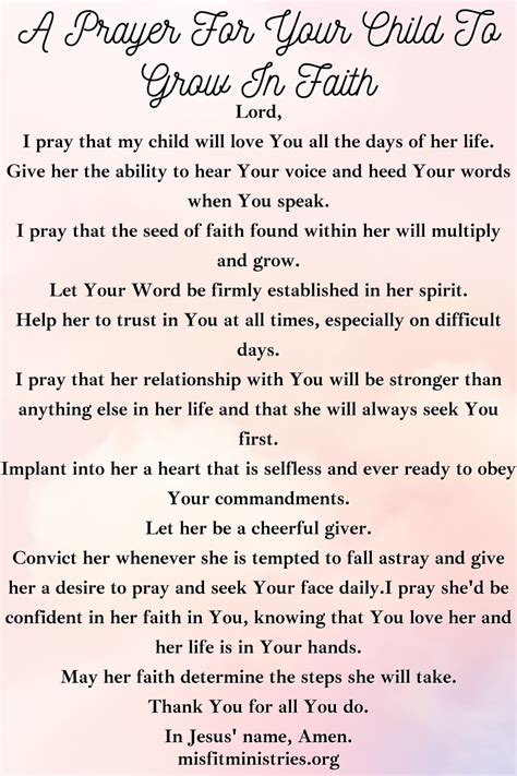 A prayer for your child to grow in faith – Artofit