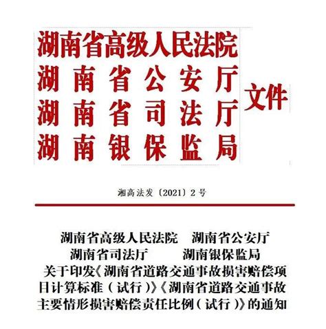 明确了！湖南交通事故损害赔偿项目及计算标准公布！ 鹤城区人民政府