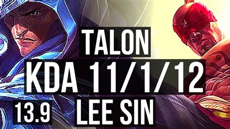 TALON Vs LEE SIN JNG 11 1 12 3 2M Mastery 2300 Games Godlike