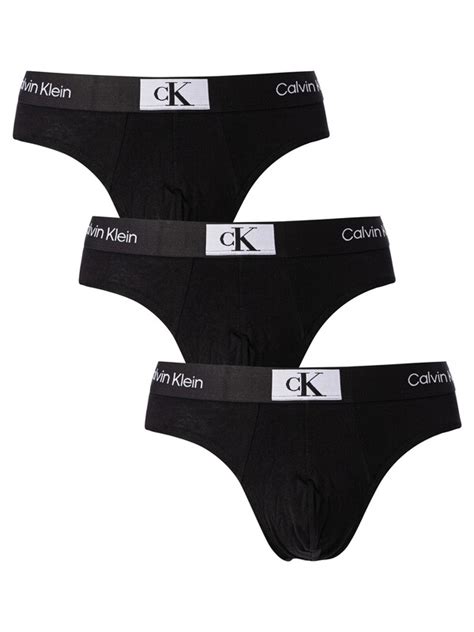 Calvin Klein 3 Pack 1996 Hip Briefs Blackblackblack Standout