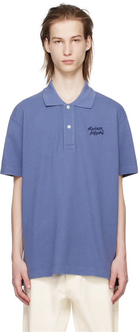 Blue Handwriting Polo by Maison Kitsuné on Sale