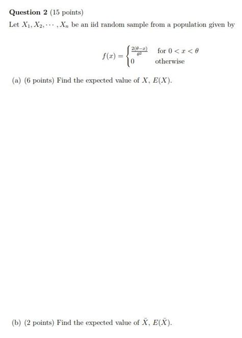 Solved Let X1x2⋯xn Be An Iid Random Sample From A