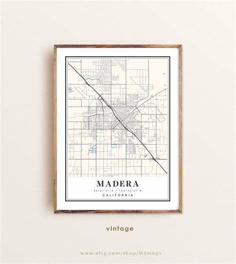 Madera California Map, Madera CA Map, Madera City Map, Madera Print ...