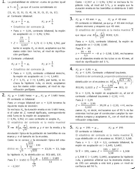 Contraste De HipÓtesis Ejercicios Resueltos Matematicas 2 Bachillerato Pdf