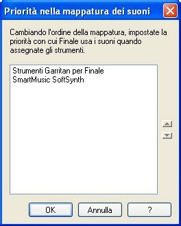 Priorità della Mappa dei suoni finestra di dialogo