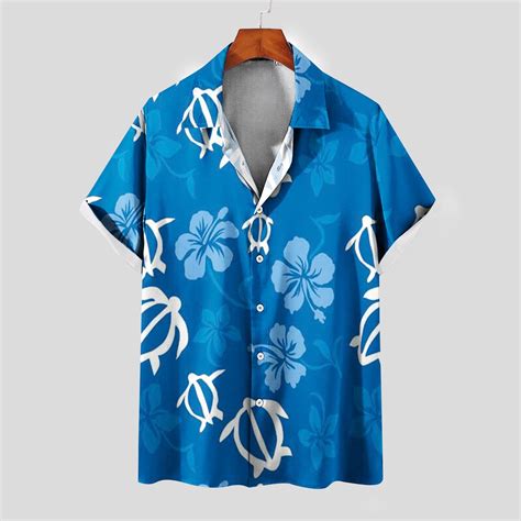 Poteti Summer Shirts For Men Plus Size Hawaiian Beach Tropical Short