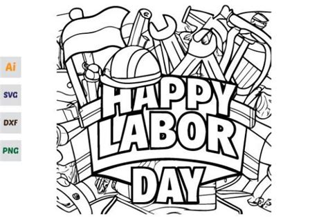 Happy Labor Day Vector Black White Graphic by Desing_Lover_Ismail · Creative Fabrica