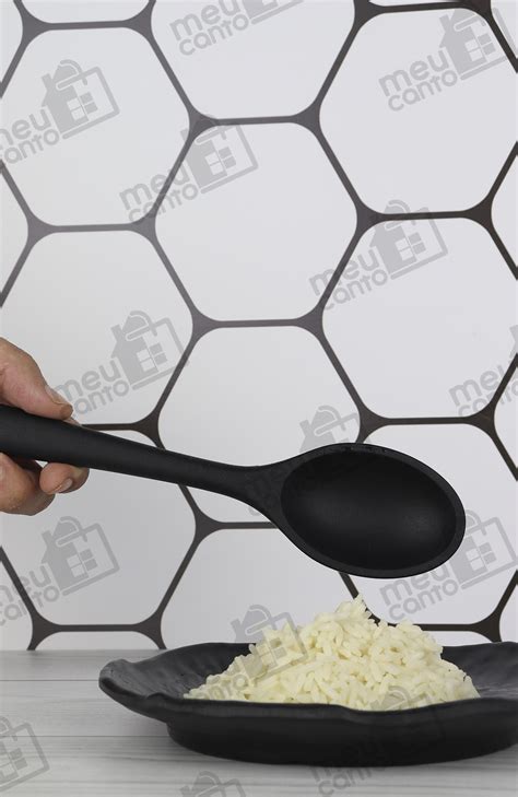 Colher De Arroz Grande Preta Em Silicone Alta Qualidade Sobremesa