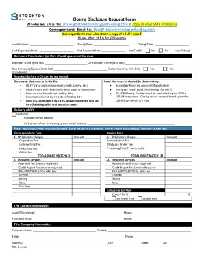 Fillable Online Closing Disclosure Request Form Fax Email Print Pdffiller