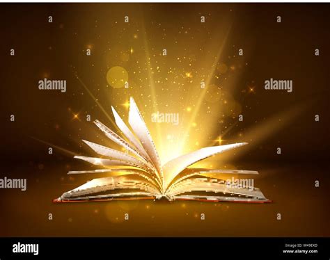 Mystery Open Book With Shining Pages Fantasy Book With Magic Light