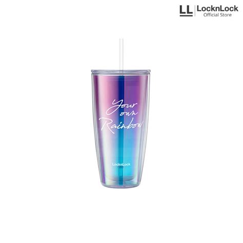 Promo Locknlock Botol Minum Rainbow Double Wall Cold Cup With Straw