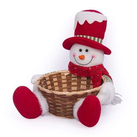 Cesta de Almacenamiento de Dulces Navideños Muñeco de Nieve de Papá