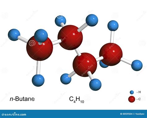 Isolated D Model Of A Molecule Of Butane Stock Illustration