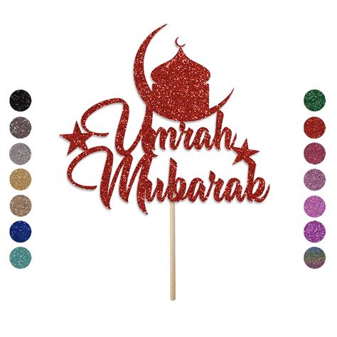 Umrah Mubarak Cake Topper Eid Hajj Umrah Glitter Cake Topper Eid