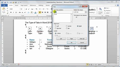 Microsoft Word 2010 Paragraph Formatting Understanding And Setting Tabs Tutorial 14 Youtube