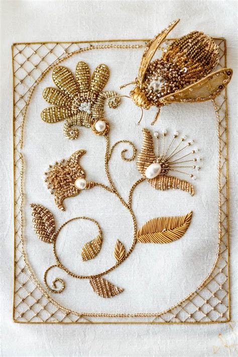 Gold Embroidered Brooch Eve Anders Goldwork Embroidery With Images