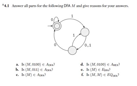 A41 Answer All Parts For The Following DFA M StudyX