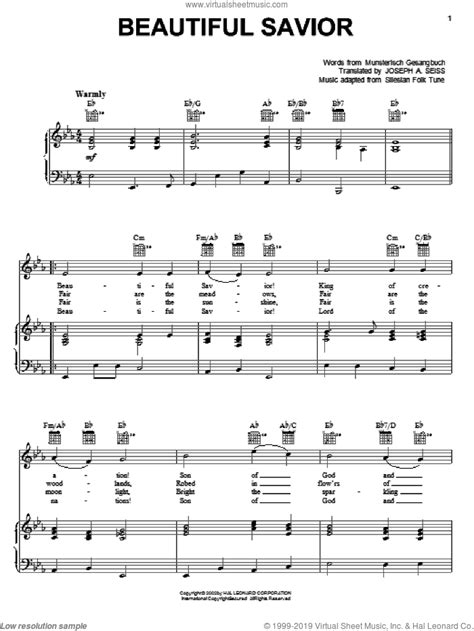 Beautiful Savior Sheet Music For Voice Piano Or Guitar PDF