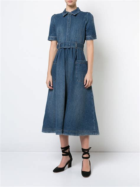 Co Denim Flared Midi Dress Dresses Day Dresses Denim Dress