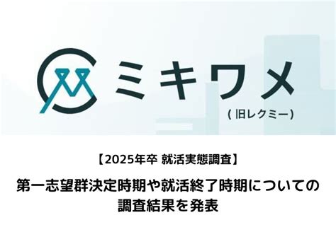 【2025年卒 就活実態調査】第一志望群決定時期や就活終了時期についての調査結果を発表（ミキワメ就活） 株式会社リーディングマークのプレスリリース