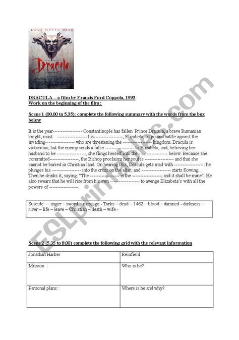 Dracula Esl Worksheet By Sophie85