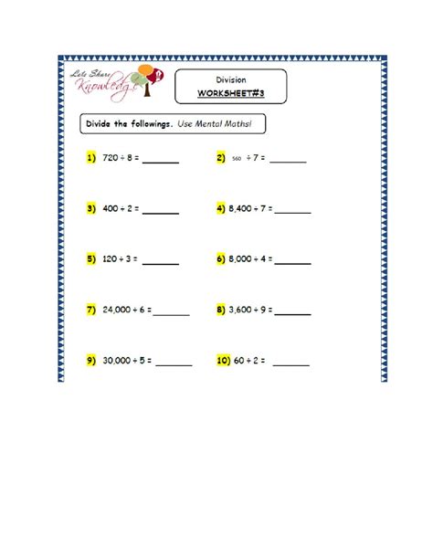 Division By 10 100 And 1000 Worksheets