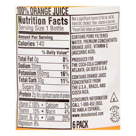 Minute Maid Orange Juice Nutrition Facts Besto Blog