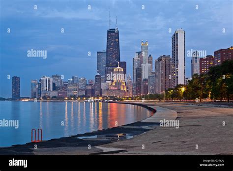 Chicago Skyline Image Of The Chicago Downtown Lakefront At Twilight