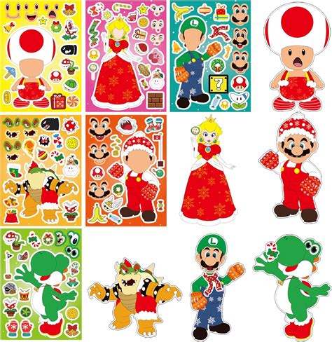 36 Christmas Mario Dress Up Your Own Face Stickersmake