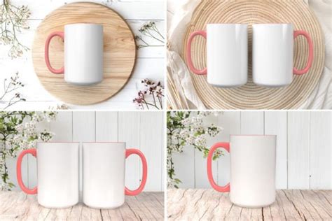 15oz Mug Mockup Bundle Pink Handle Graphic By Doodle Design Creative