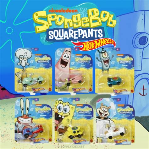 HOT WHEELS Character Spongebob Squarepants Sandy Plankton Patrick Mr Krabs Squidward Mattel