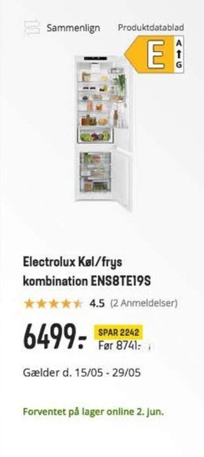 Electrolux K L Frys Kombination Ens Te S Tilbud Hos Elgiganten