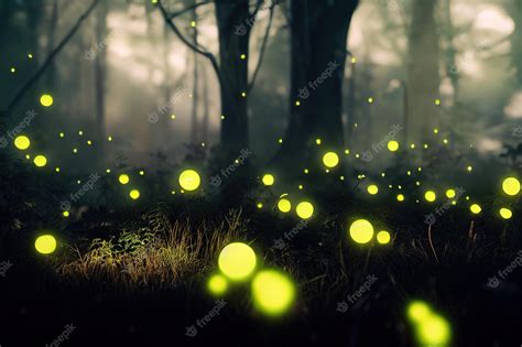 Premium Photo | Abstract and magical image of firefly flying in the ...