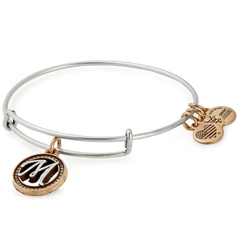 Alex And Ani Initial M Two Tone Charm Bangle Bracelet Rafaelian Gold