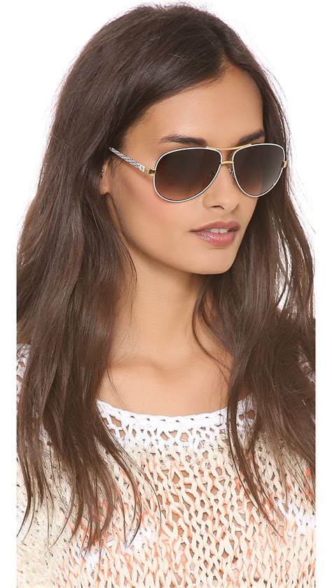 Tory Burch Aviator Sunglasses Ivory Goldbrown Gradient In Metallic Lyst