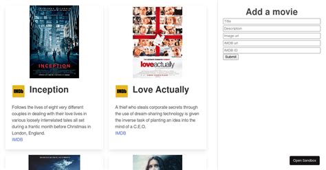 React Movies List Add Form Codesandbox