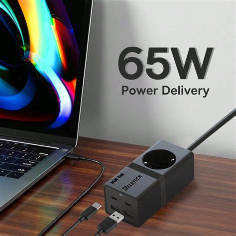 Reletech Station De Recharge 65w Gan Multiprise Avec Chargeur Usb C