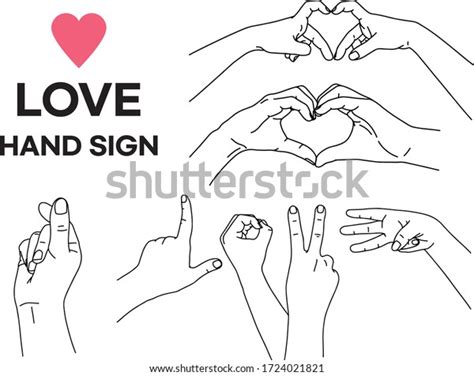 Various Shapes Love Hand Sign Group Stock Vector Royalty Free