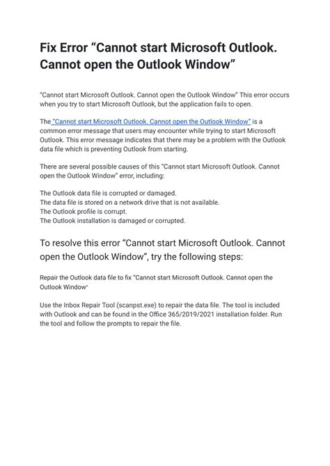 PPT Cannot Start Microsoft Outlook Cannot Open The Outlook Window